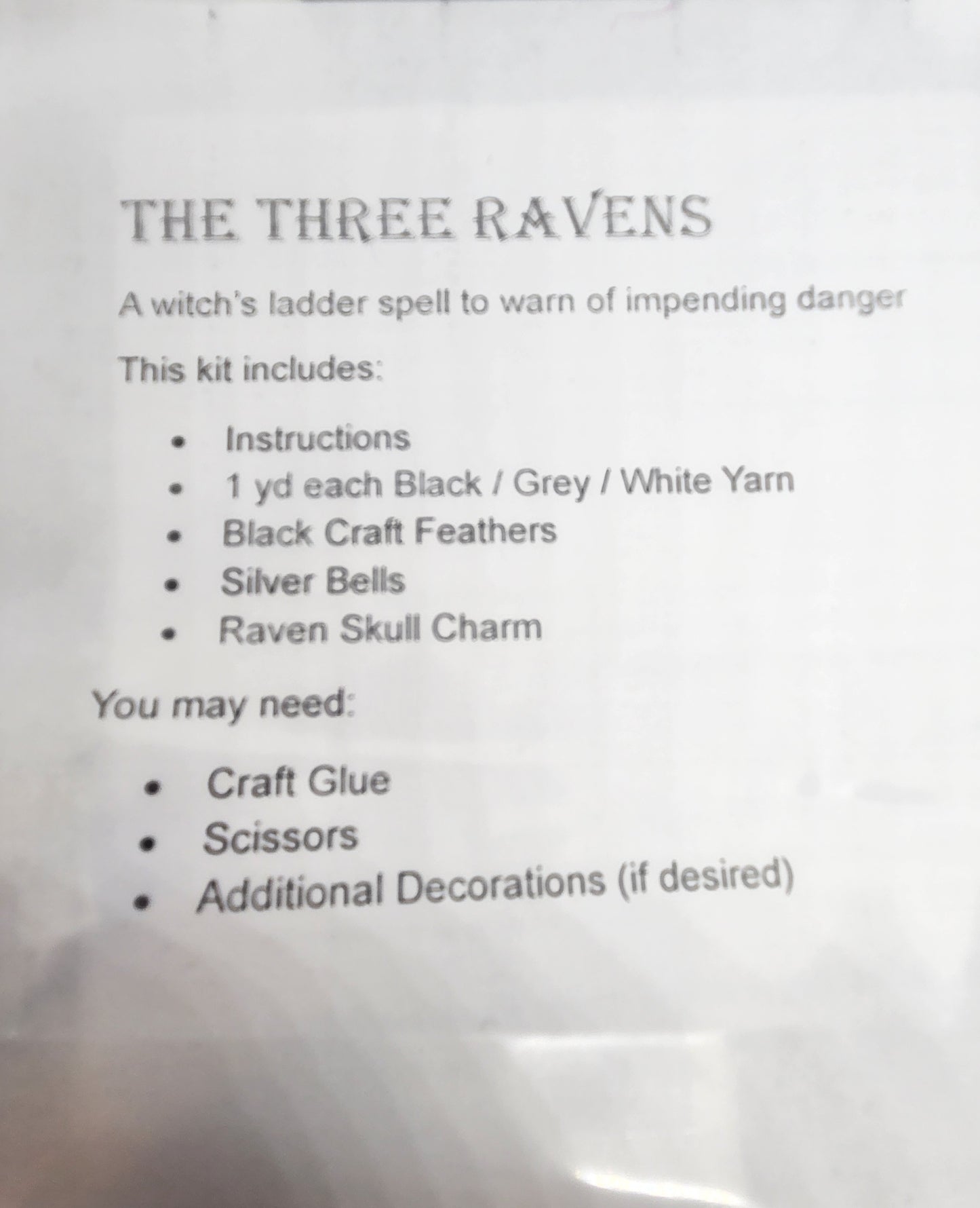 "The Three Ravens" Witch Ladder Spell Kit