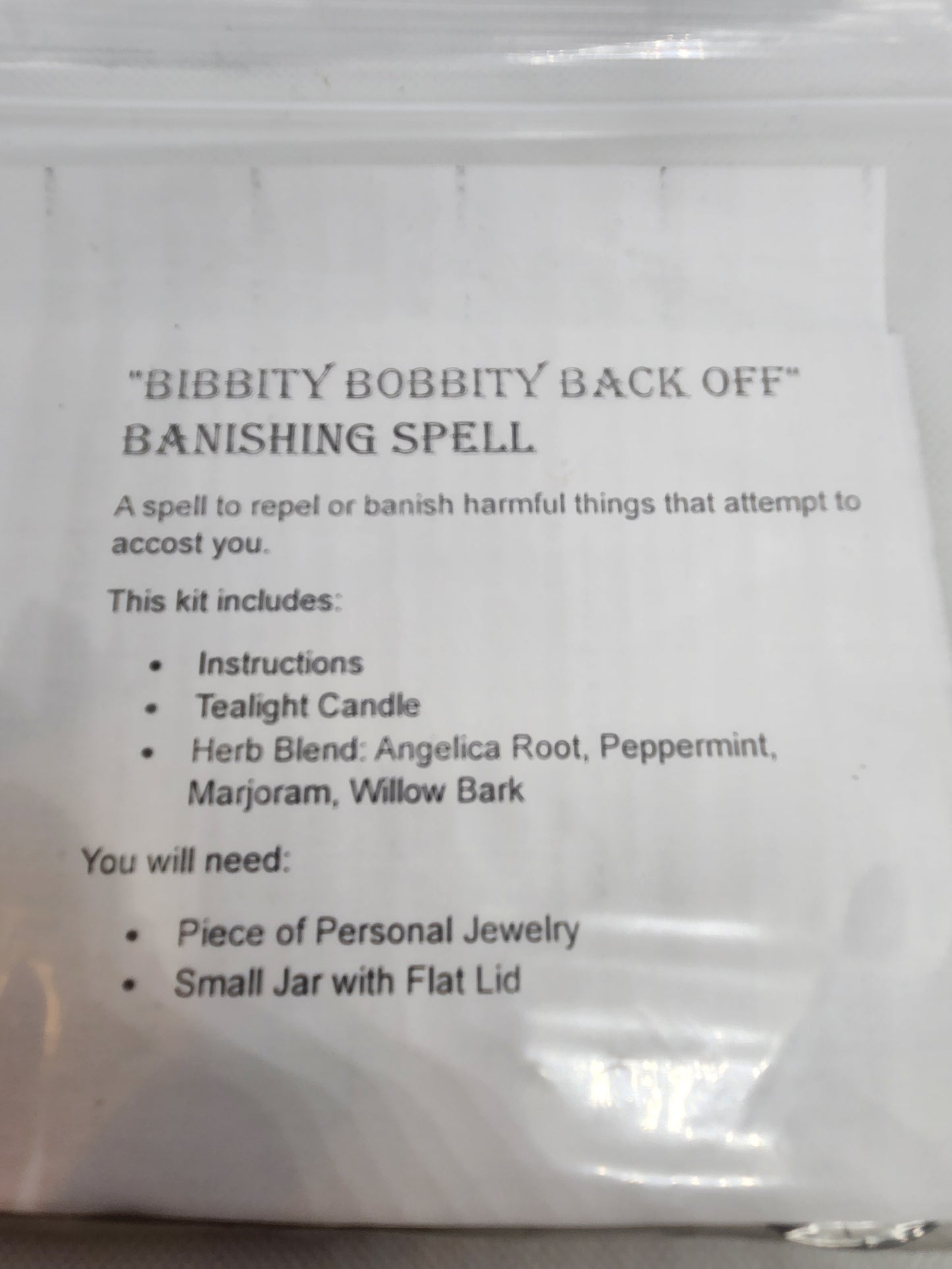 "Bibbity Bobbity Back Off" Banishing Spell Kit