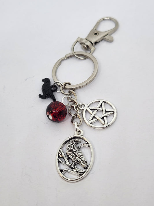 Corvid Witch Keychain